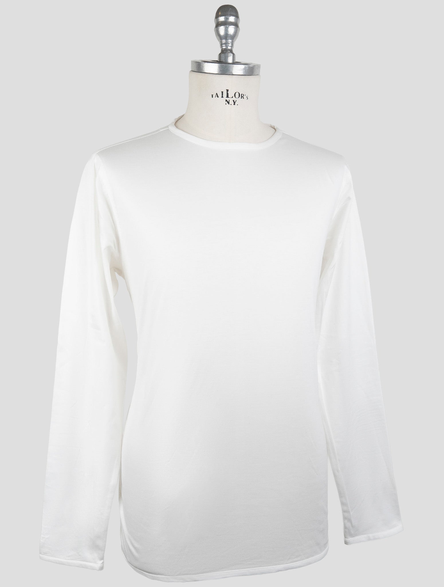 Kiton White Cotton Sweater Crewneck