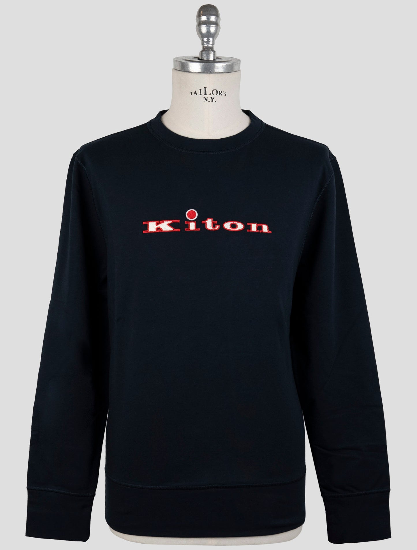 Kiton Blue Cotton Ea Sweater Crewneck