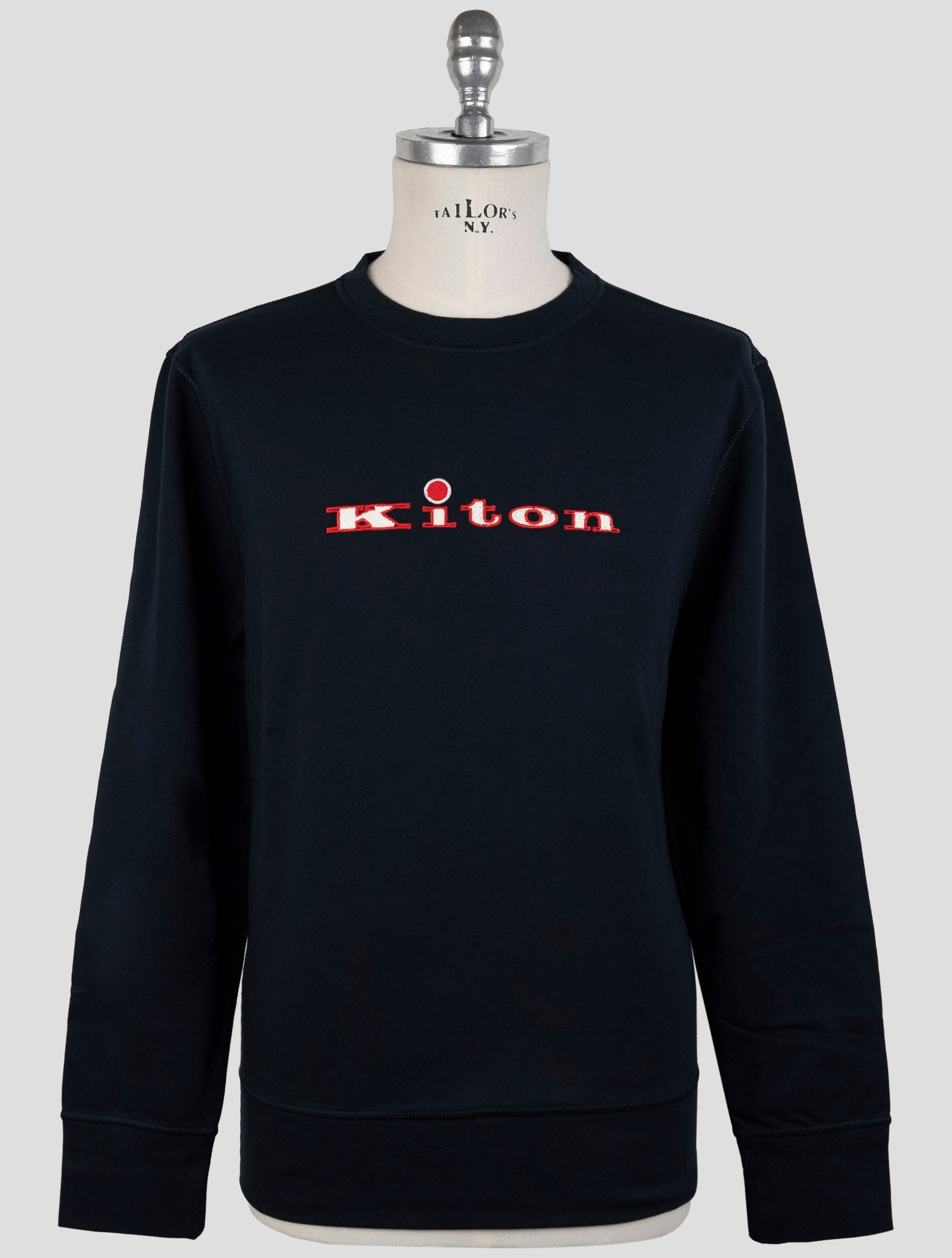 Kiton Blue Cotton Ea Sweater Crewneck