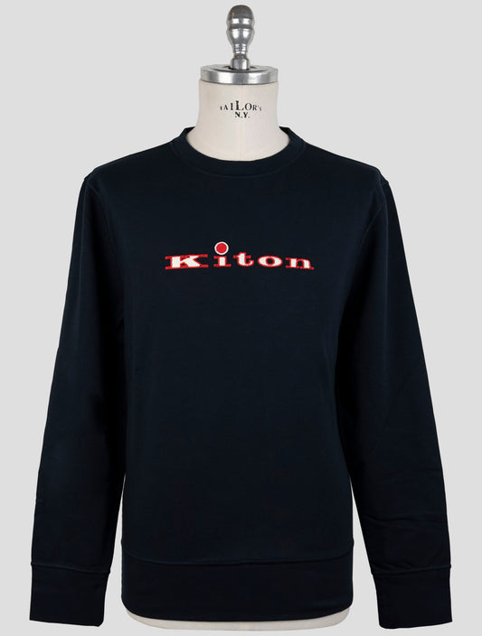 Kiton Blue Cotton Ea Sweater Crewneck