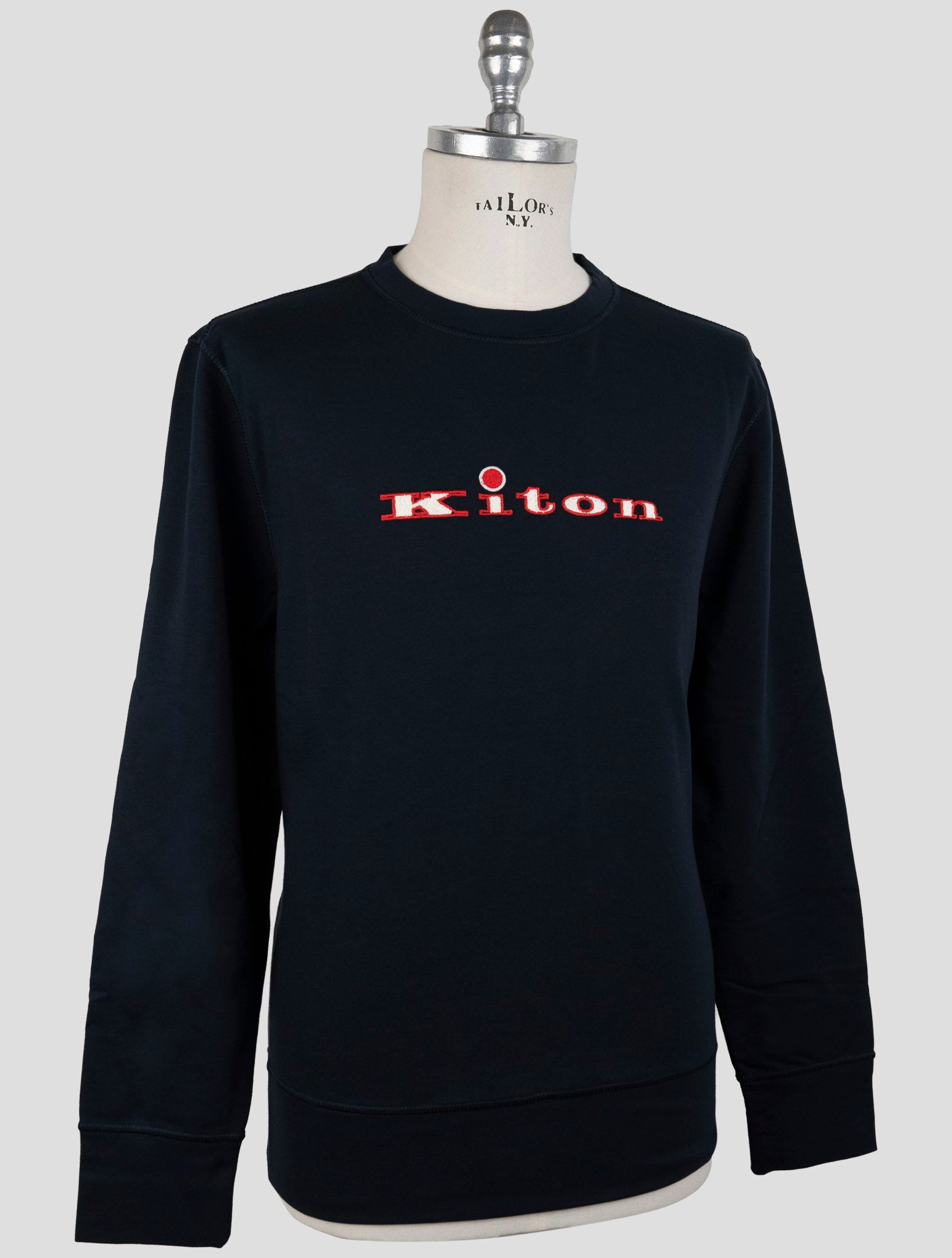 Kiton Blue Cotton Ea Sweater Crewneck