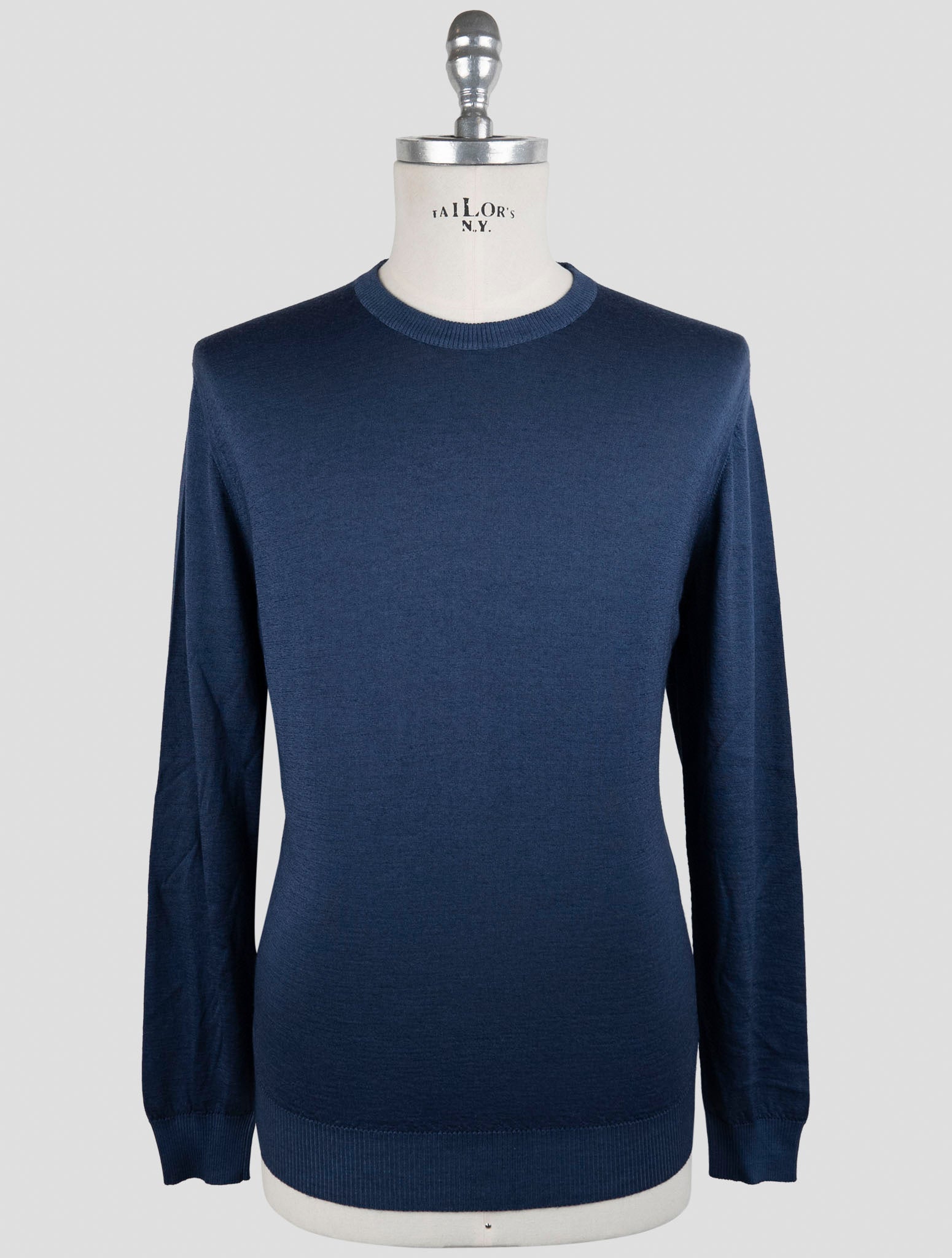 Kiton Blue Cotton Sweater Crewneck