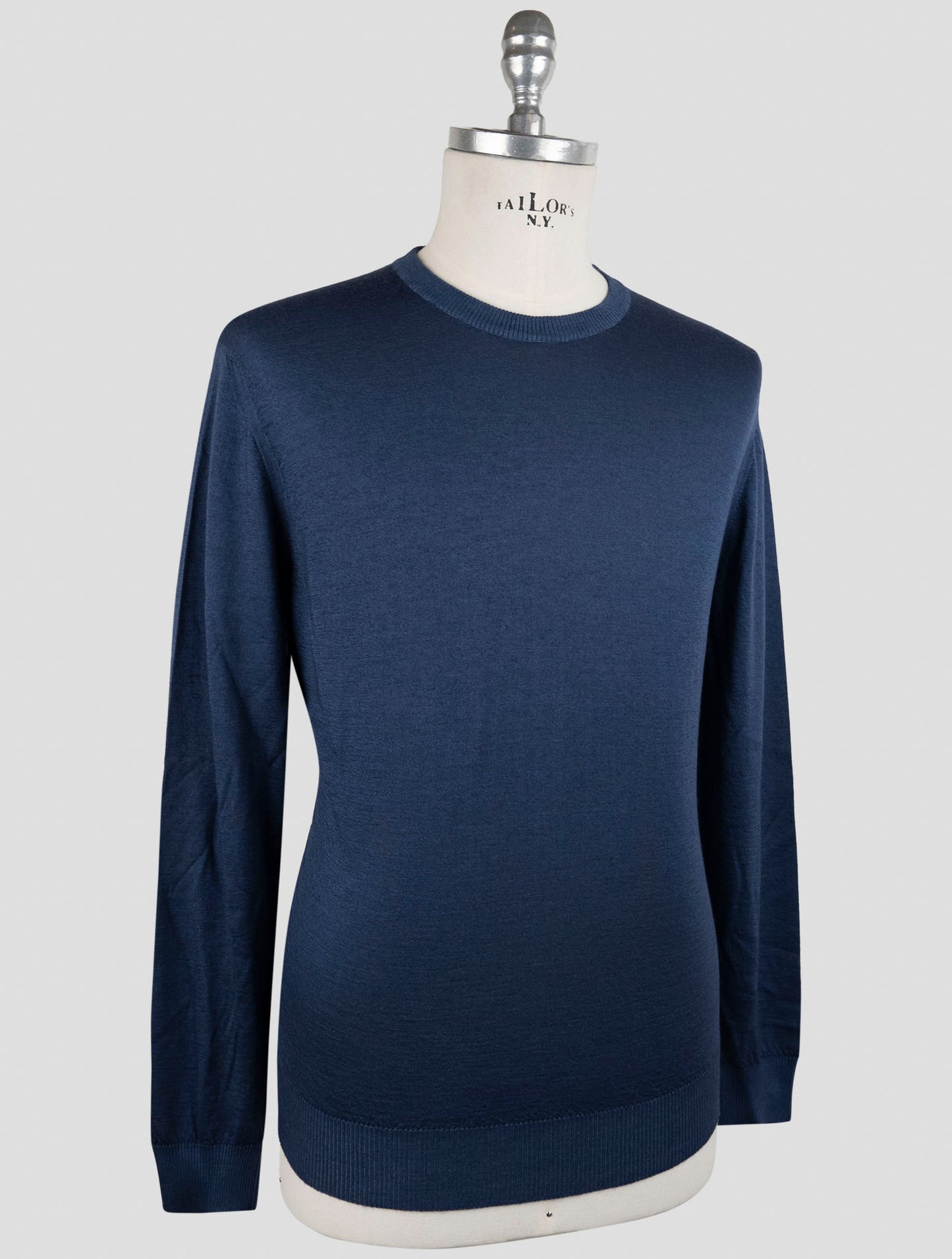 Kiton Blue Cotton Sweater Crewneck