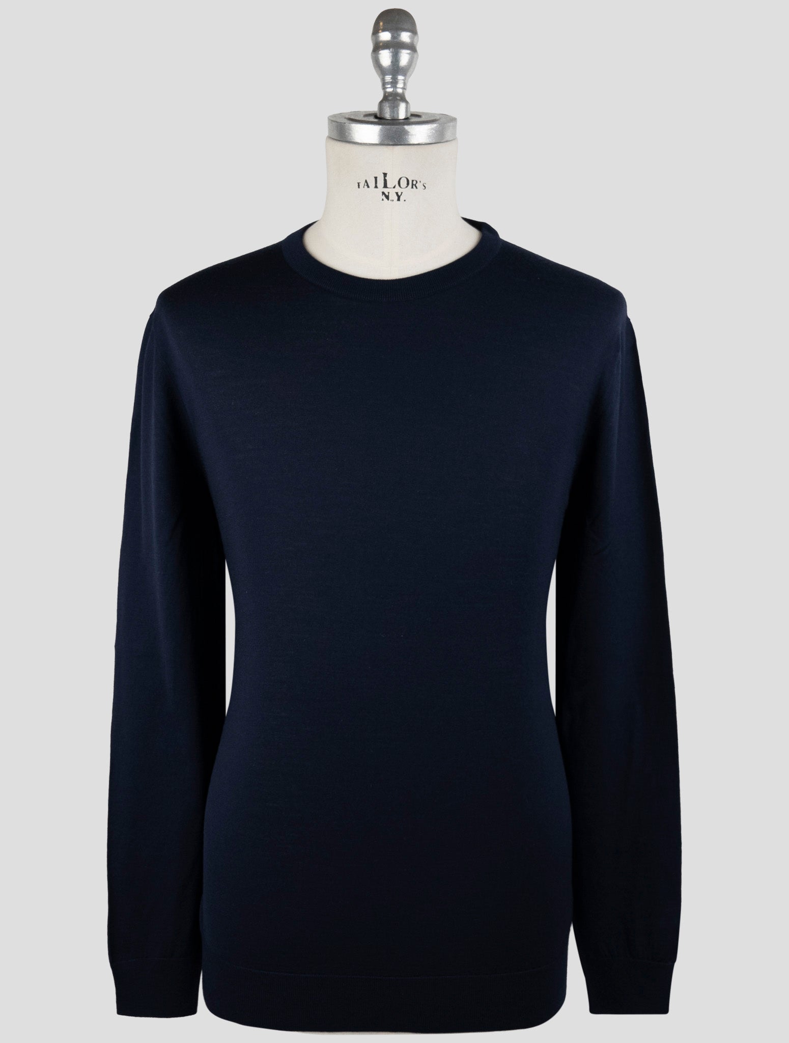 Kiton Blue Wool Sweater Crewneck