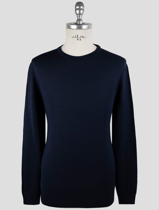 Kiton Blue Wool Sweater Crewneck
