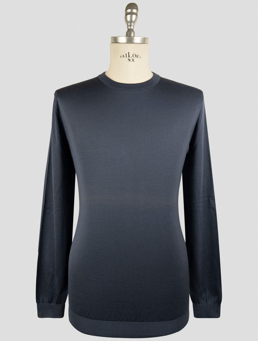 Kiton Blue Silk Sweater Crewneck
