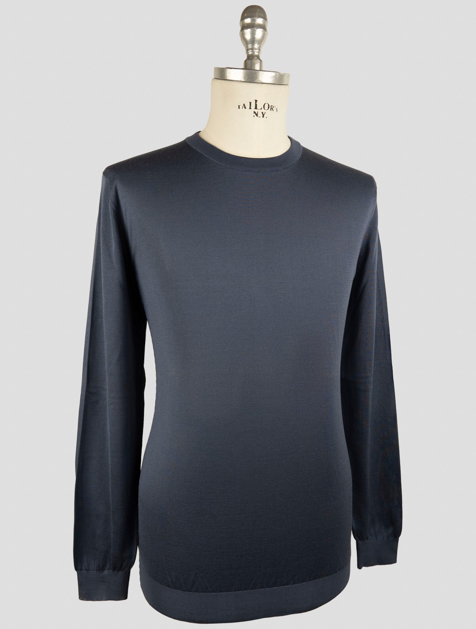 Kiton Blue Silk Sweater Crewneck