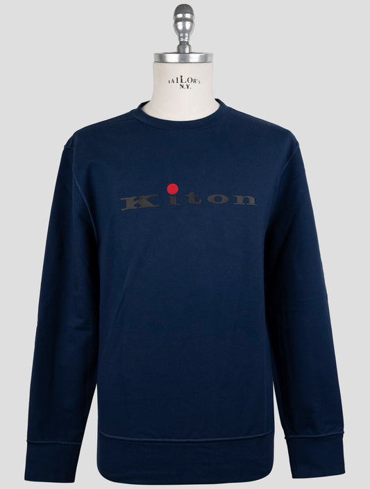 Kiton Blue Cotton Ea Swater Crewneck