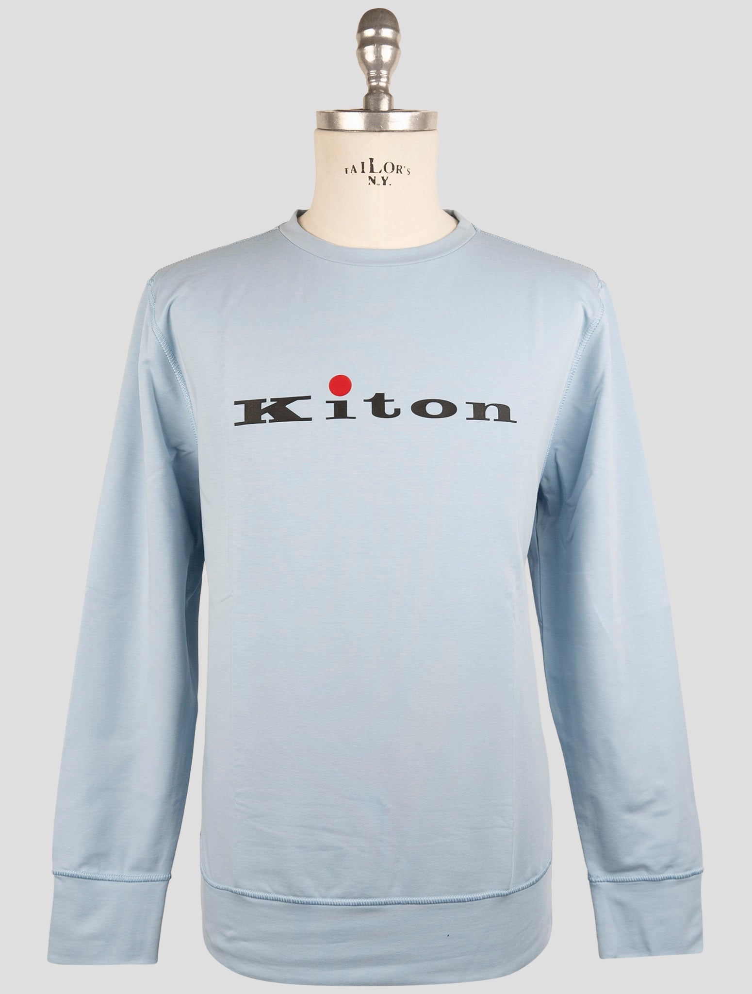Kiton Light Blue Cotton Ea Swater Crewneck