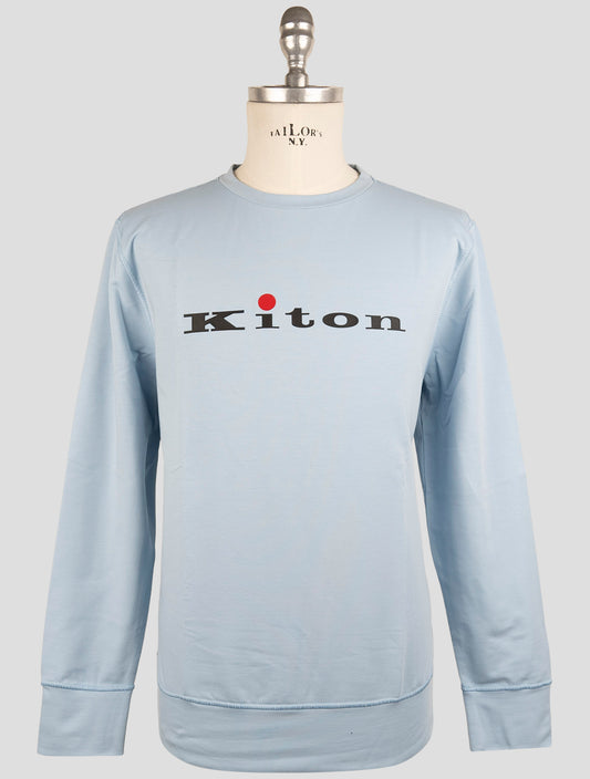 Kiton Light Blue Cotton Ea Swater Crewneck