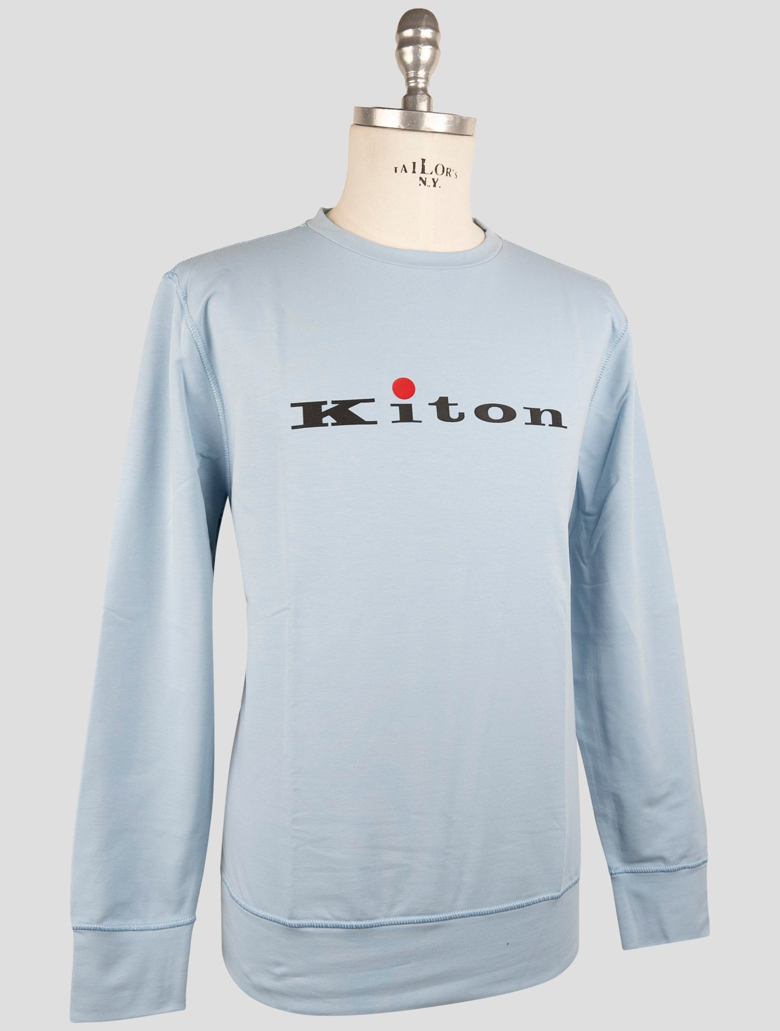 Kiton Light Blue Cotton Ea Swater Crewneck