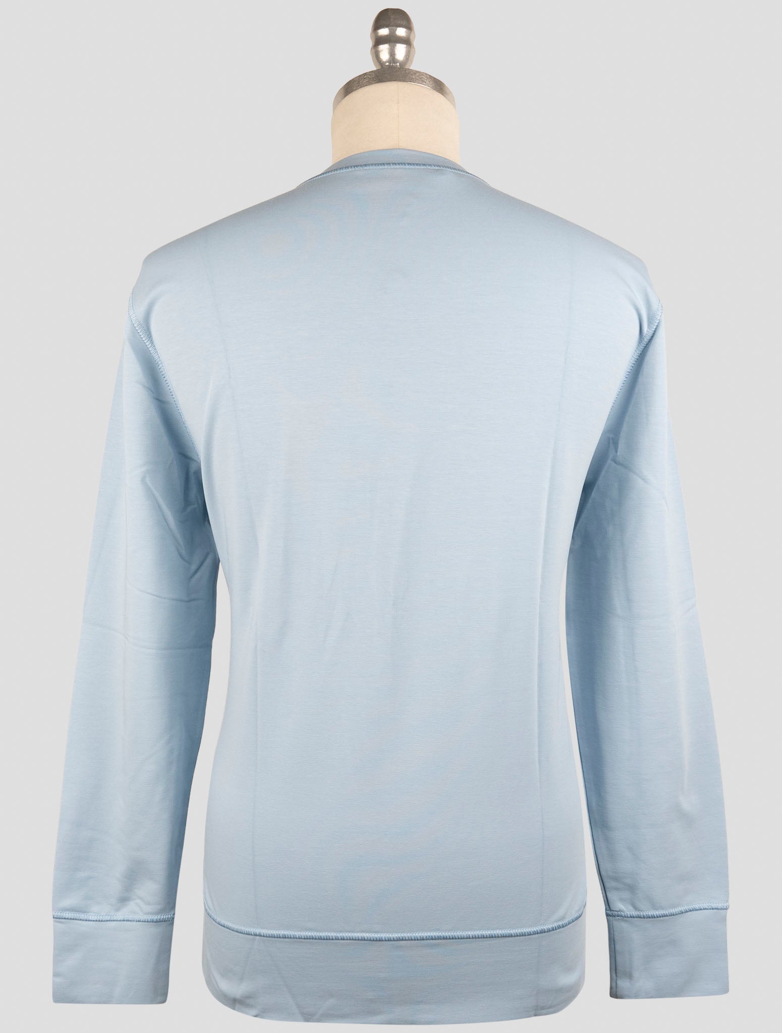Kiton Light Blue Cotton Ea Swater Crewneck