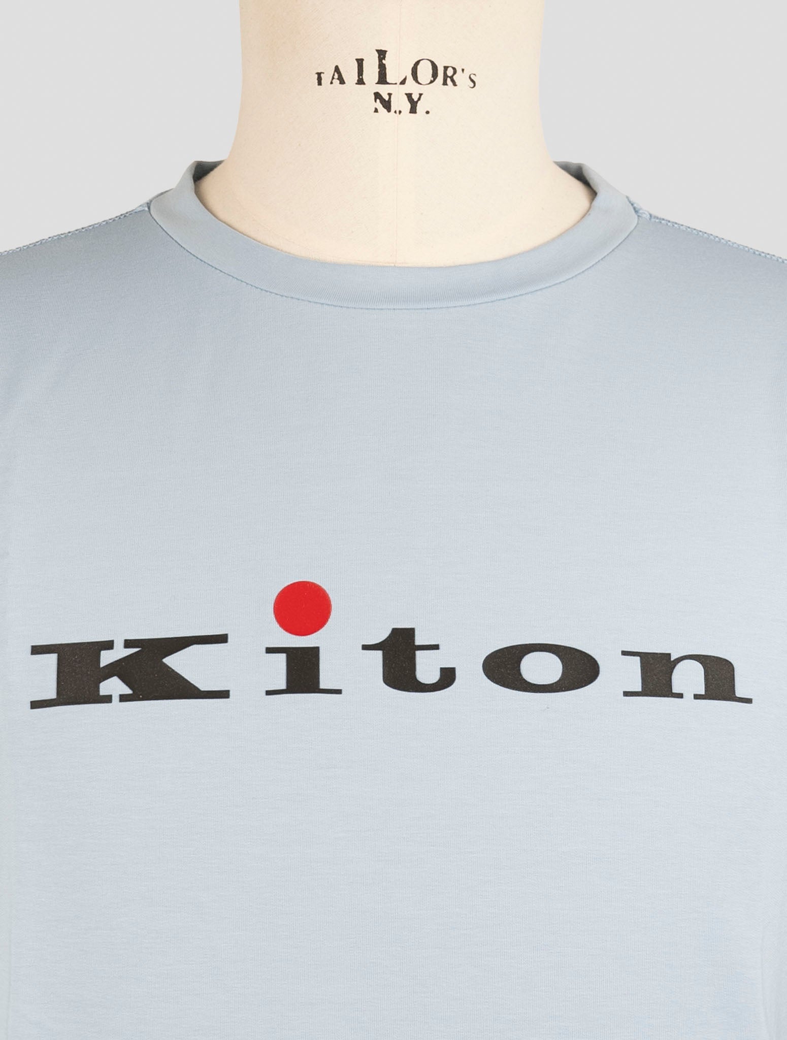 Kiton Light Blue Cotton Ea Swater Crewneck
