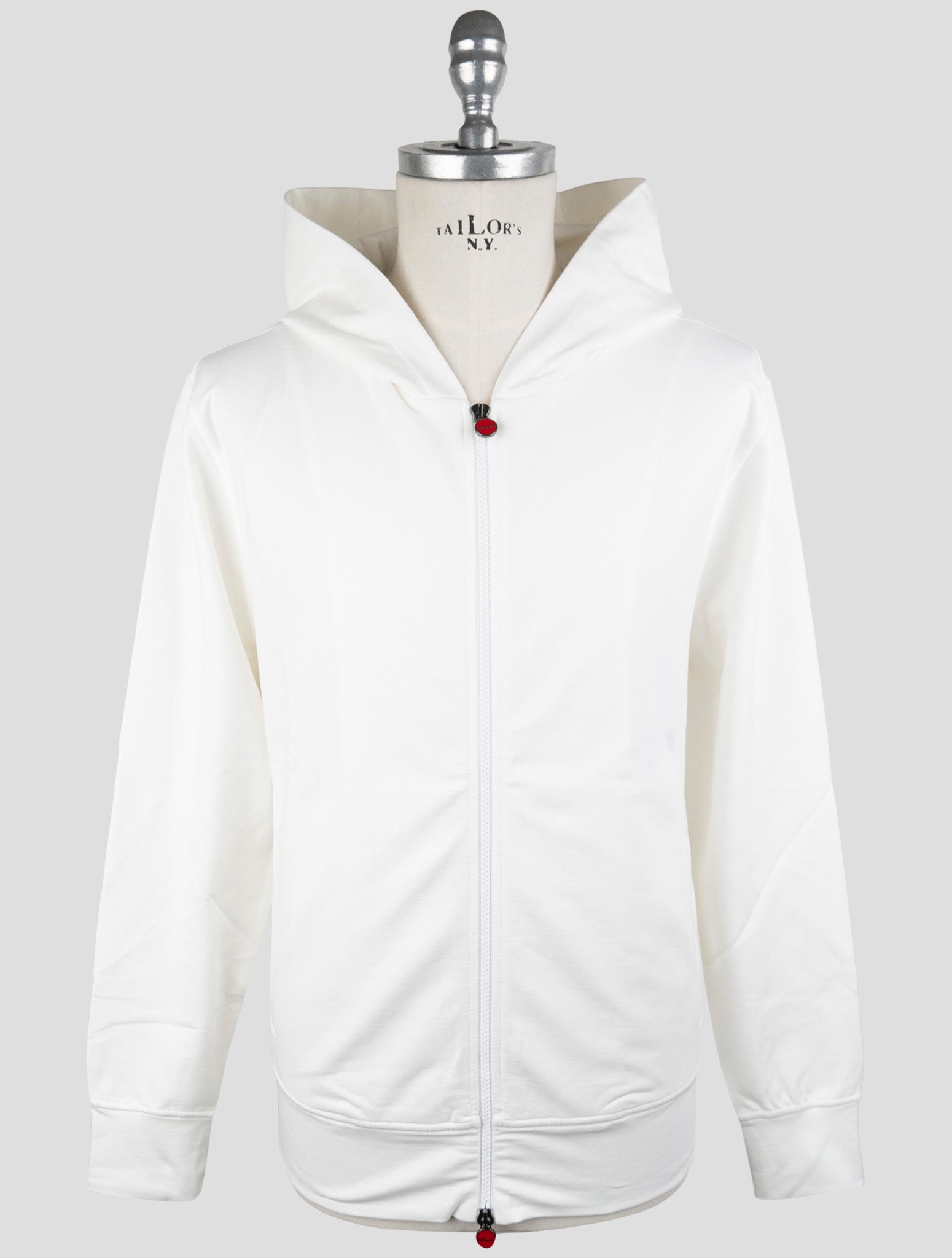 Kiton White  Cotton Ea Sweater Full Zip Hoodie