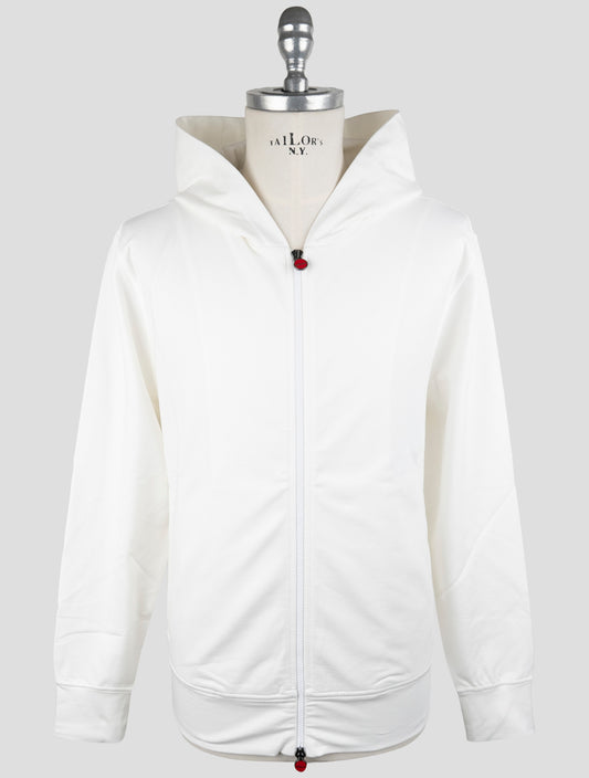 Kiton White  Cotton Ea Sweater Full Zip Hoodie