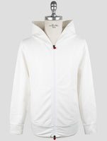 Kiton White  Cotton Ea Sweater Full Zip Hoodie