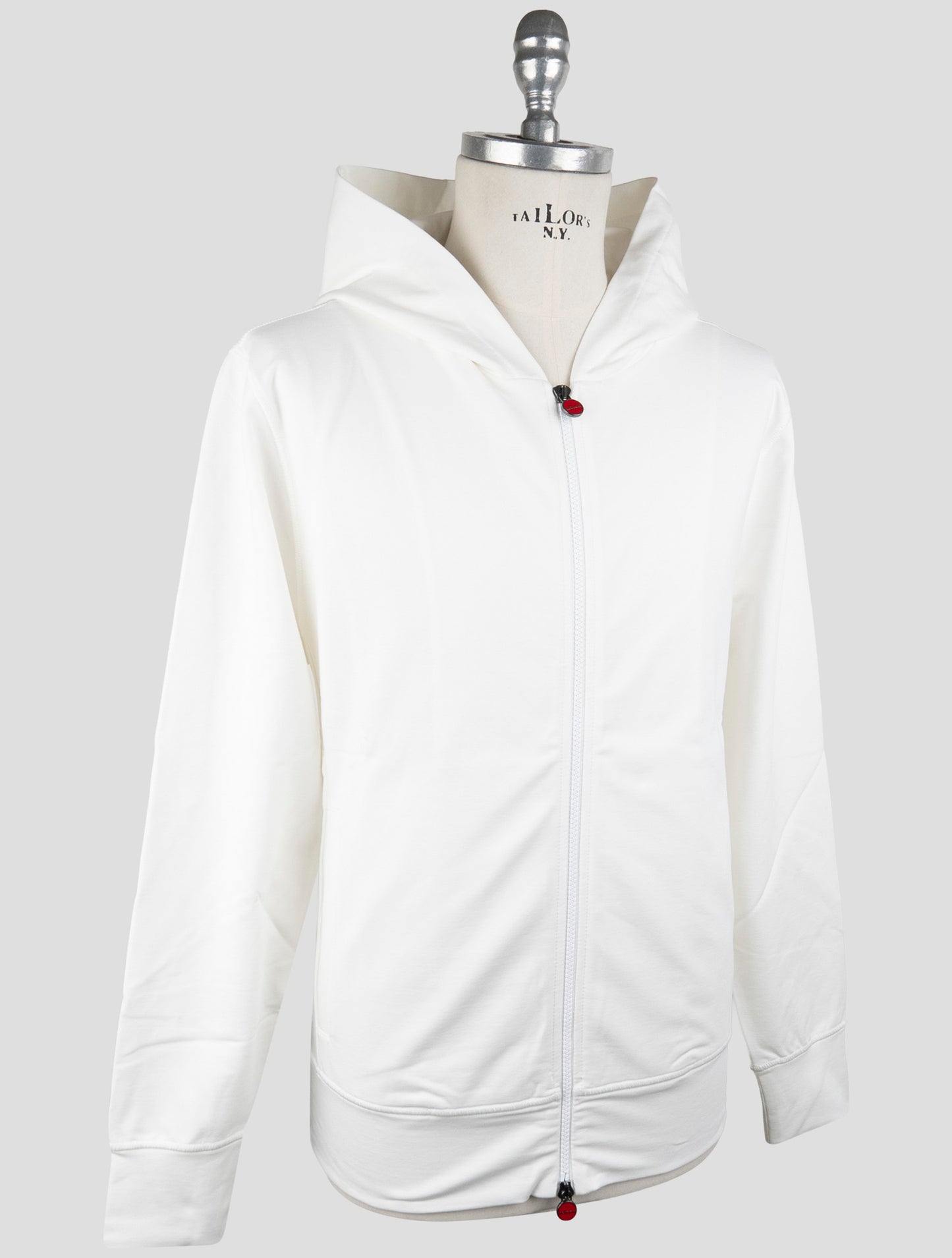 Kiton White  Cotton Ea Sweater Full Zip Hoodie