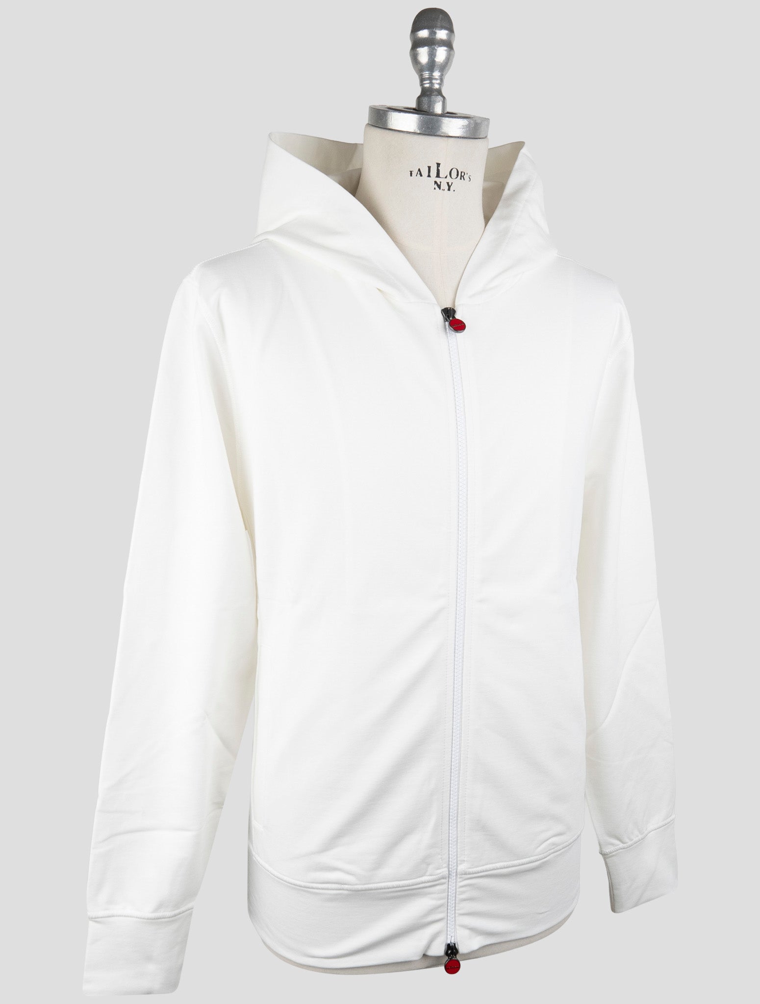 Kiton White  Cotton Ea Sweater Full Zip Hoodie