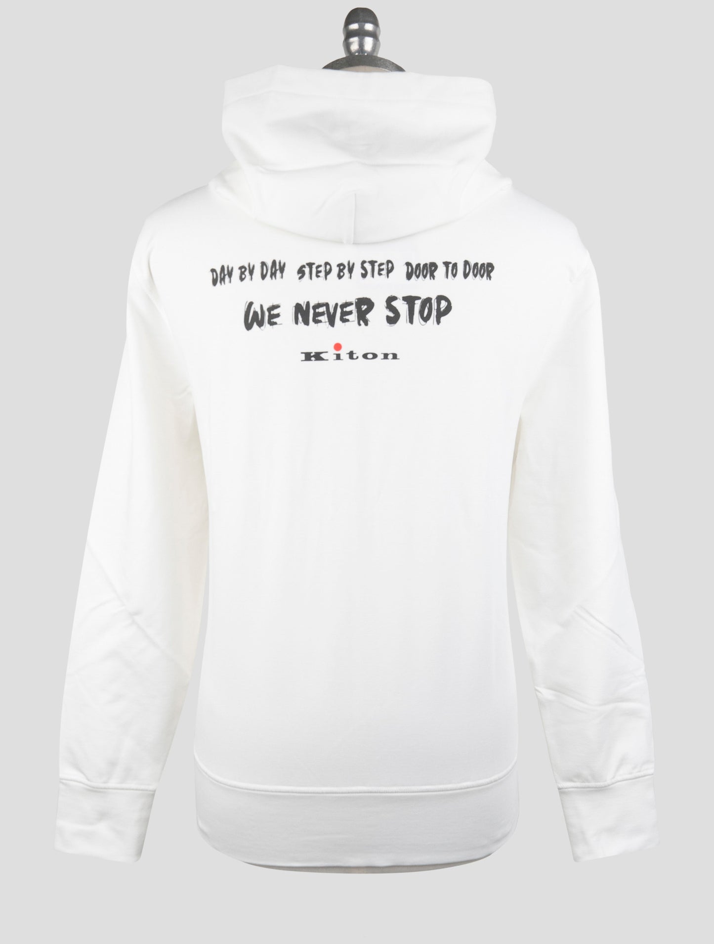 Kiton White  Cotton Ea Sweater Full Zip Hoodie