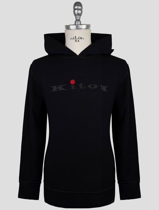 Kiton Black  Cotton Sweater Hoodie