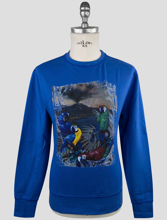 Kiton Blue Cotton Ea Sweater Crewneck