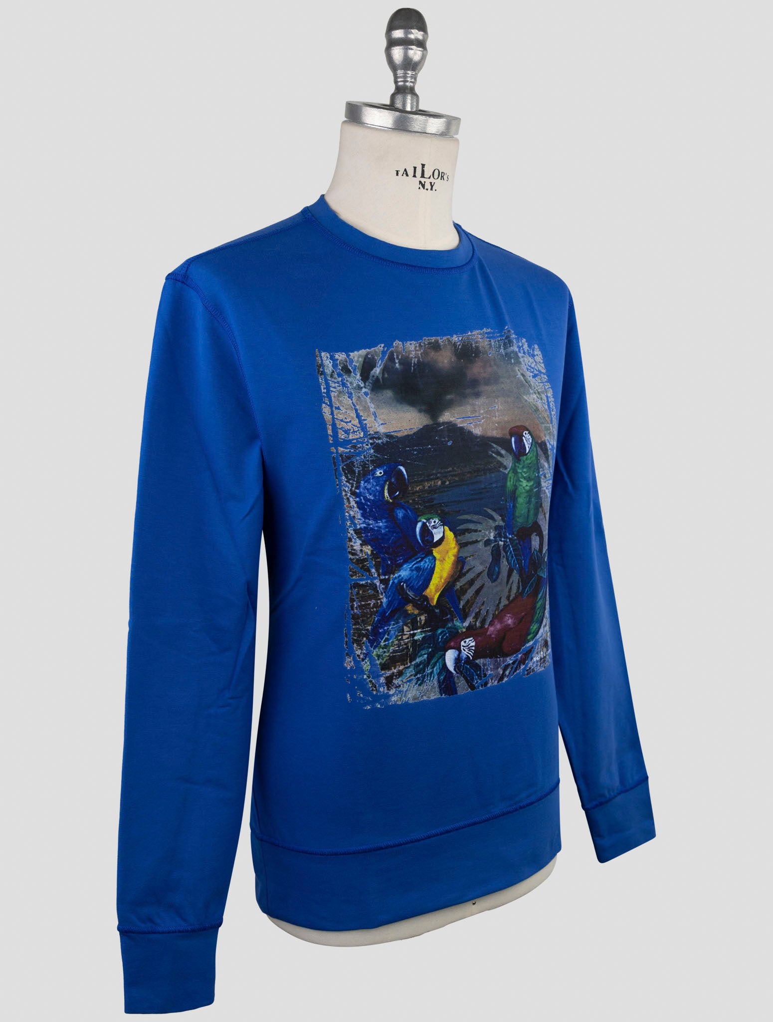 Kiton Blue Cotton Ea Sweater Crewneck