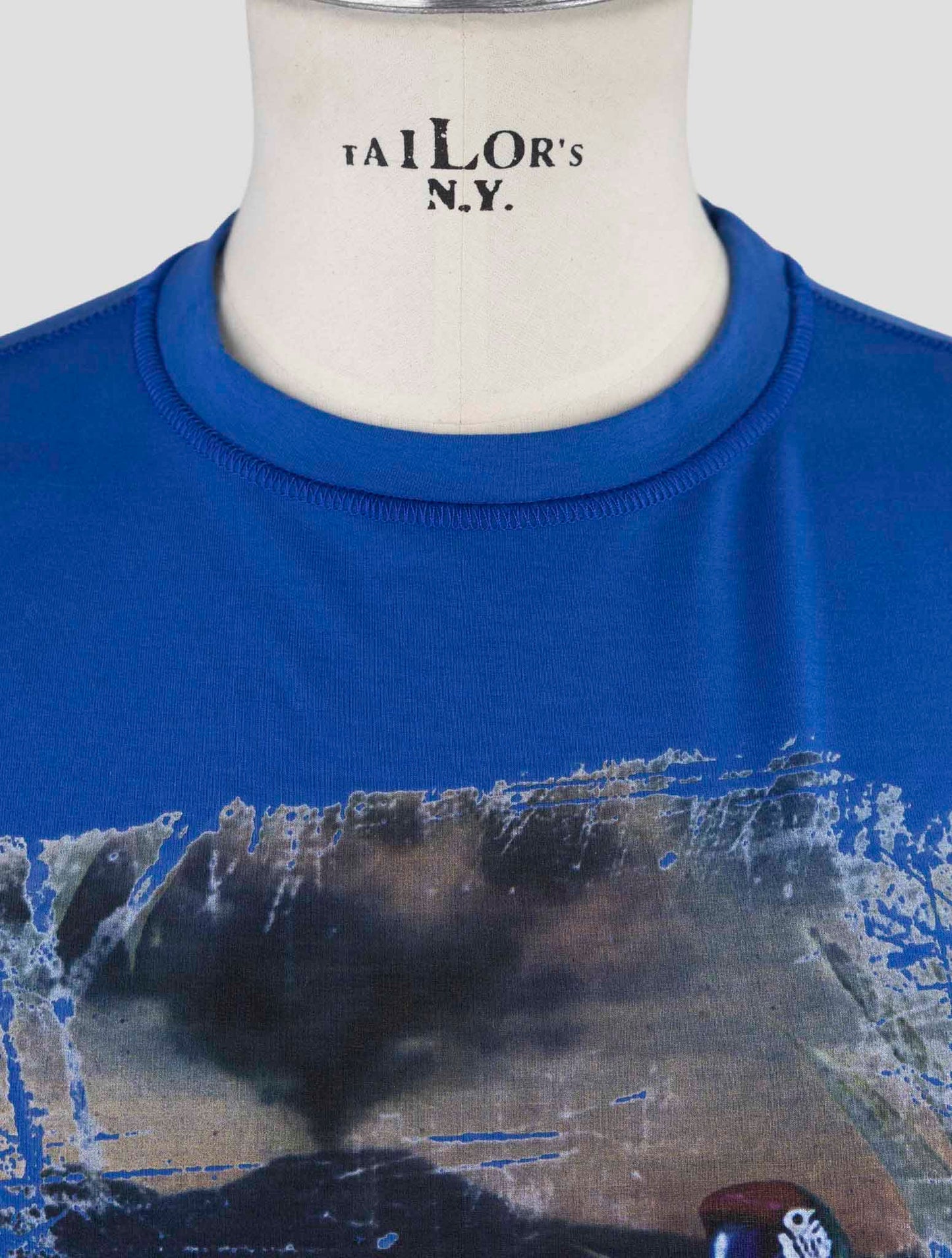 Kiton Blue Cotton Ea Sweater Crewneck