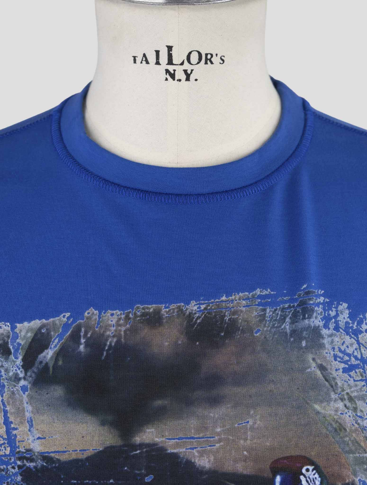 Kiton Blue Cotton Ea Sweater Crewneck