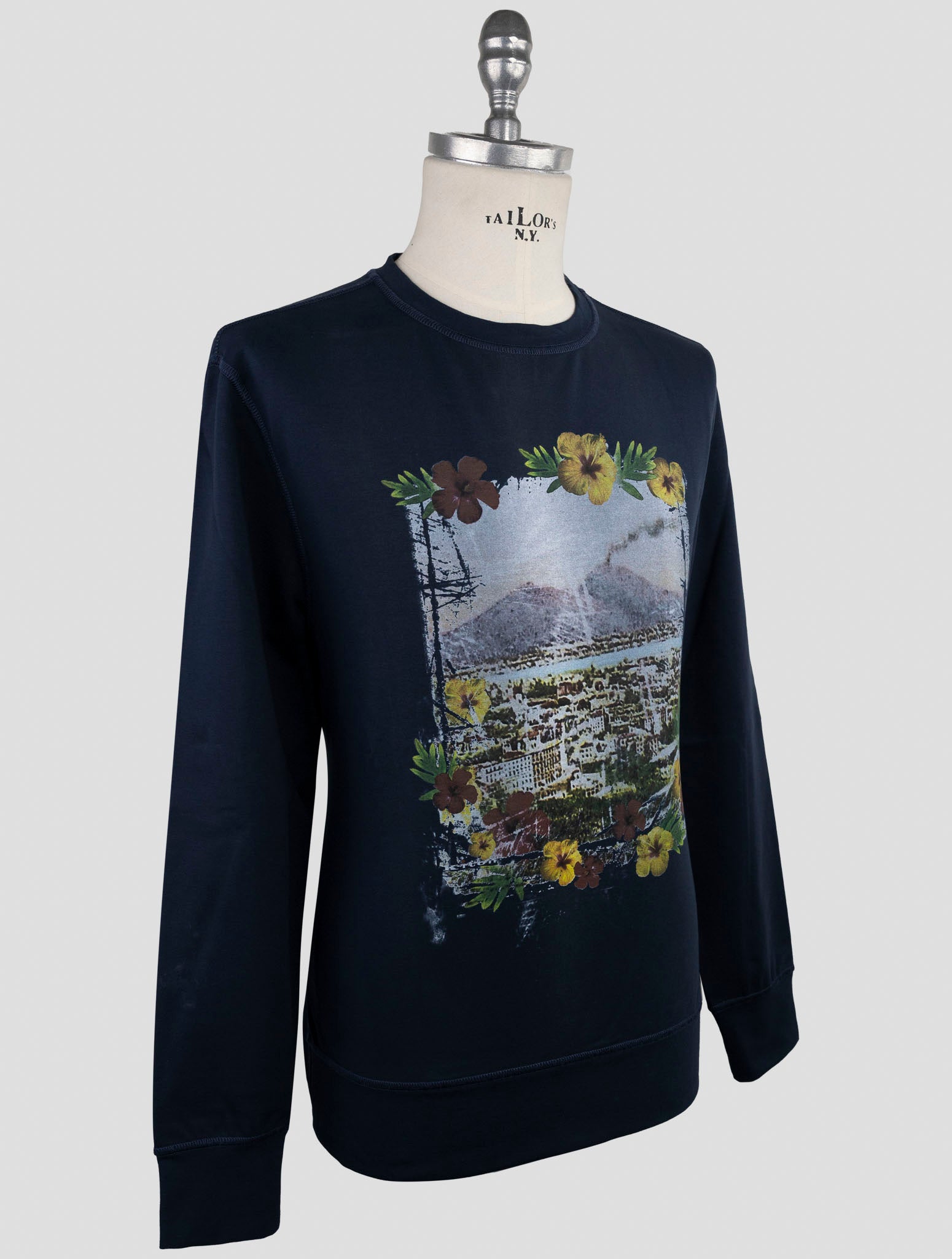 Kiton Blue Cotton Ea Sweater Crewneck