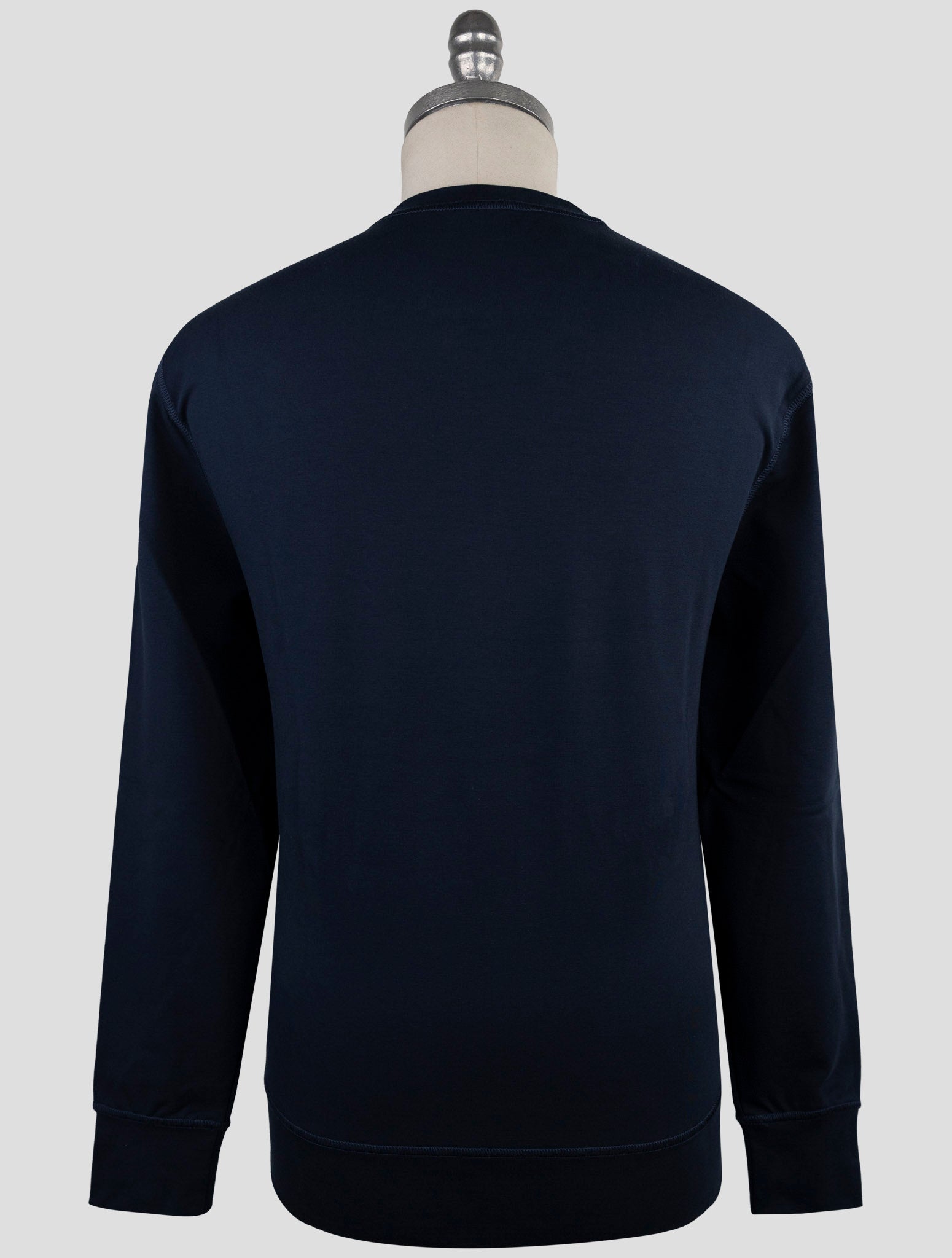 Kiton Blue Cotton Ea Sweater Crewneck