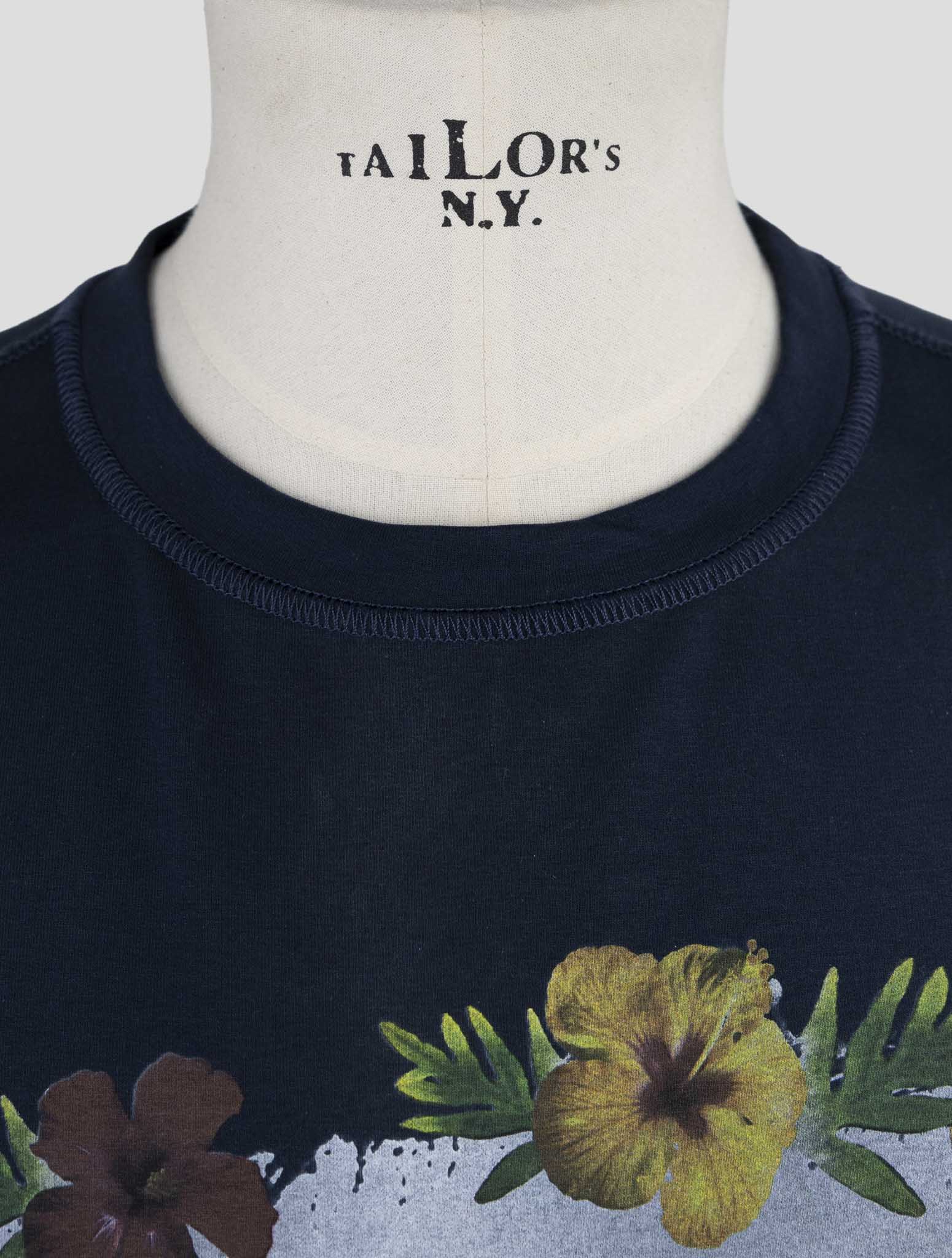 Kiton Blue Cotton Ea Sweater Crewneck