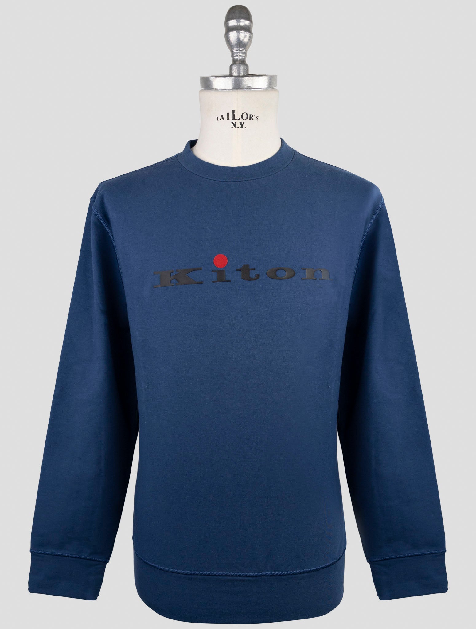 Kiton Blue Cotton Ea Sweater Crewneck
