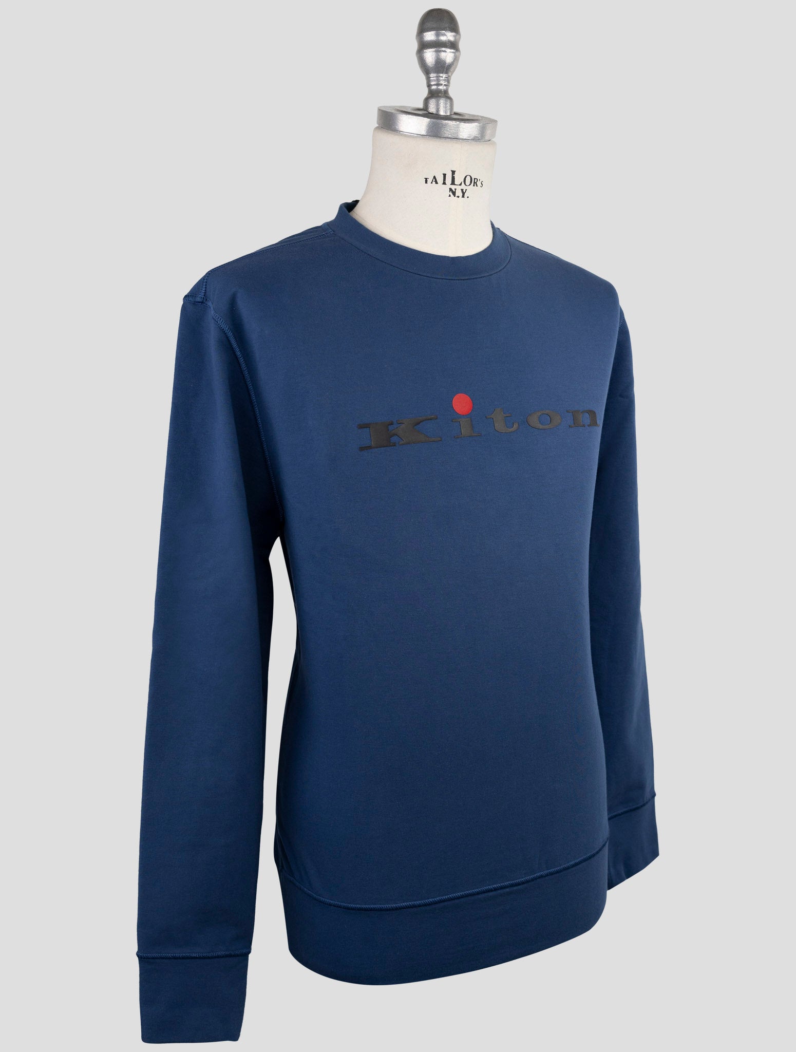 Kiton Blue Cotton Ea Sweater Crewneck