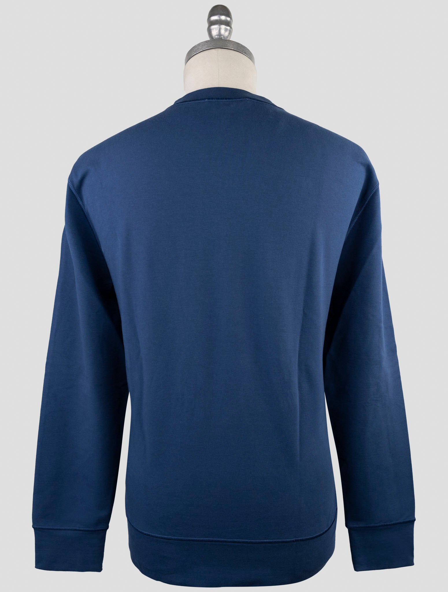 Kiton Blue Cotton Ea Sweater Crewneck