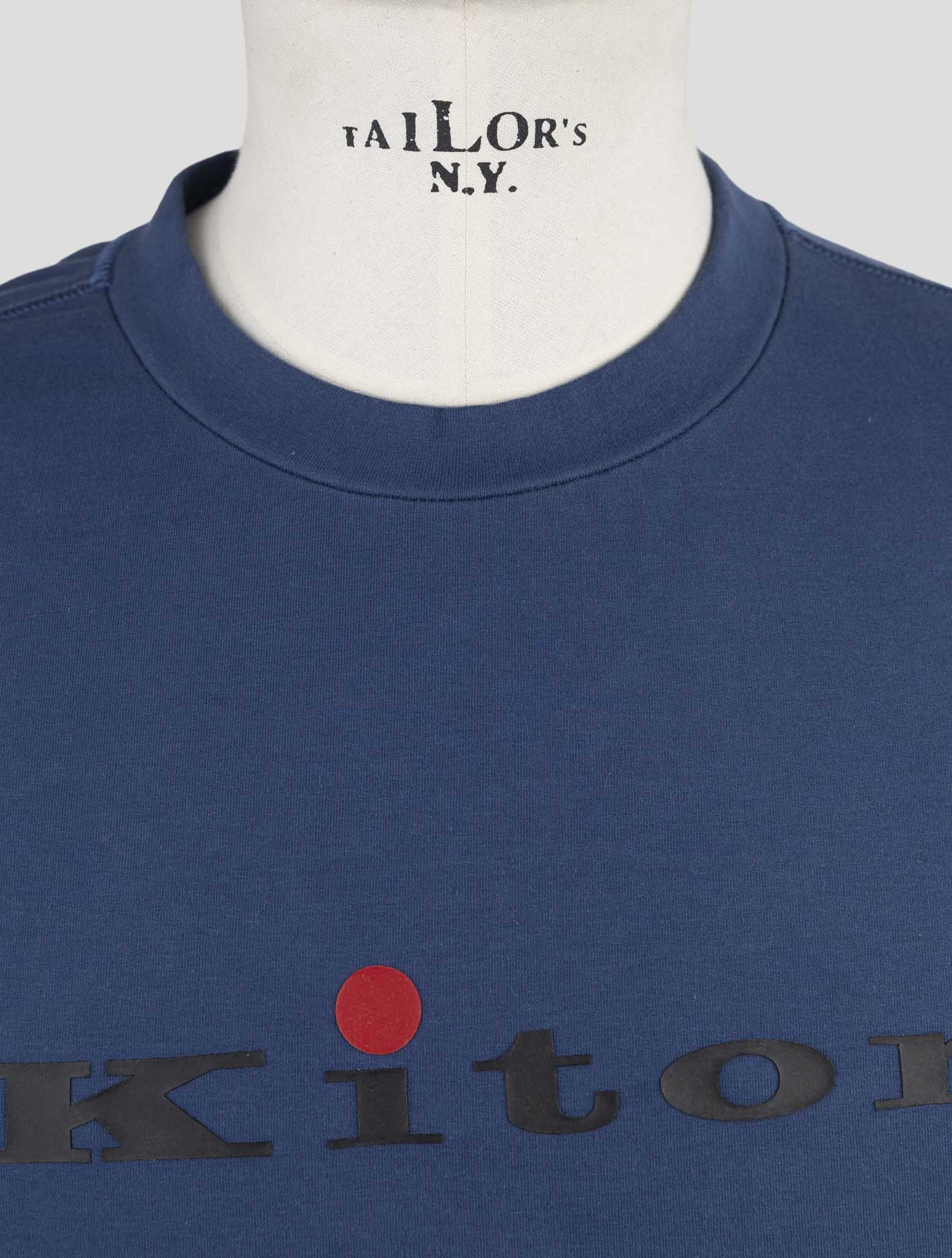 Kiton Blue Cotton Ea Sweater Crewneck