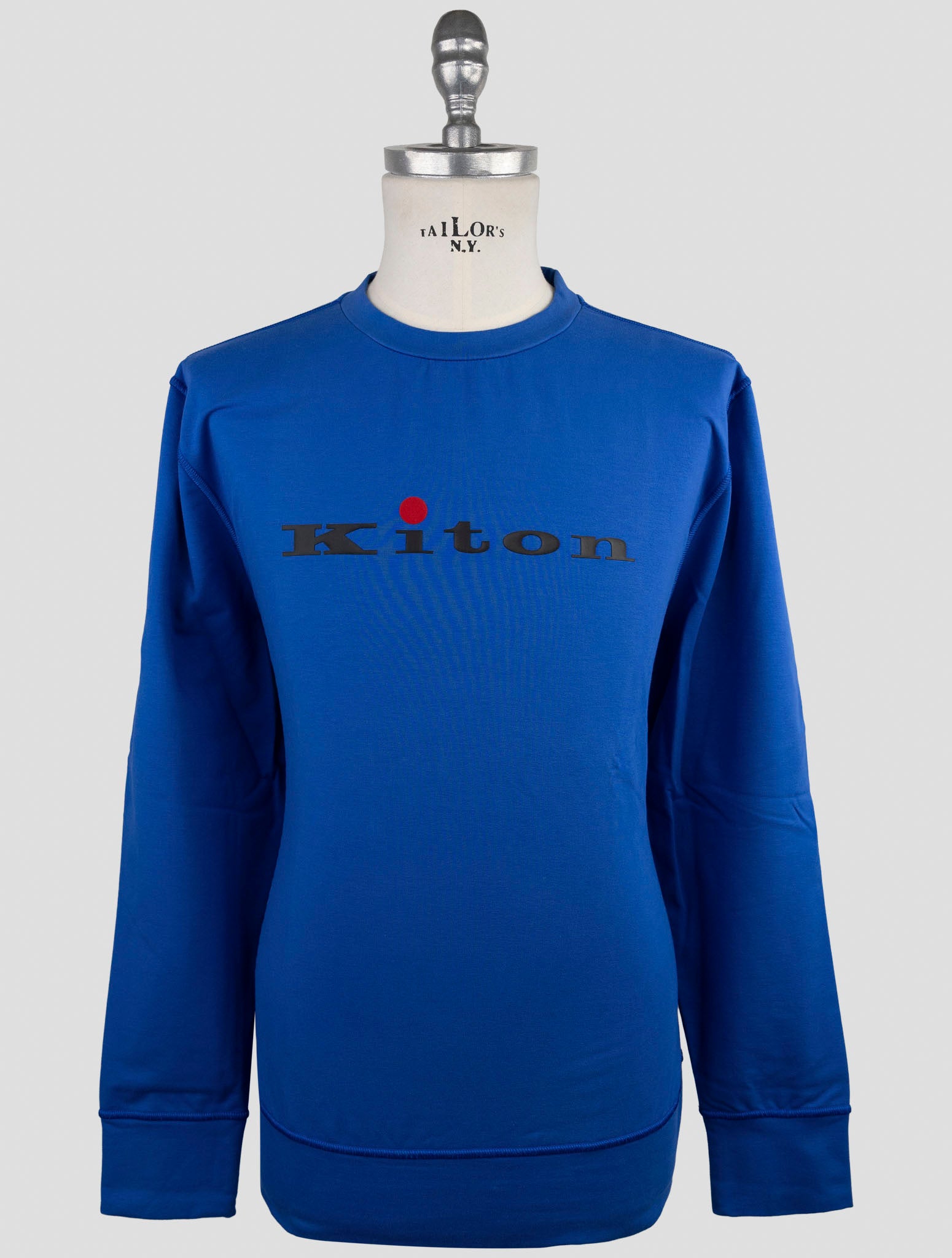 Kiton Blue Cotton Ea Sweater Crewneck