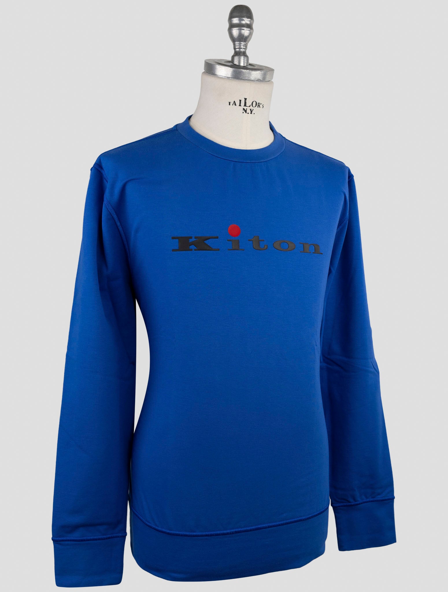 Kiton Blue Cotton Ea Sweater Crewneck