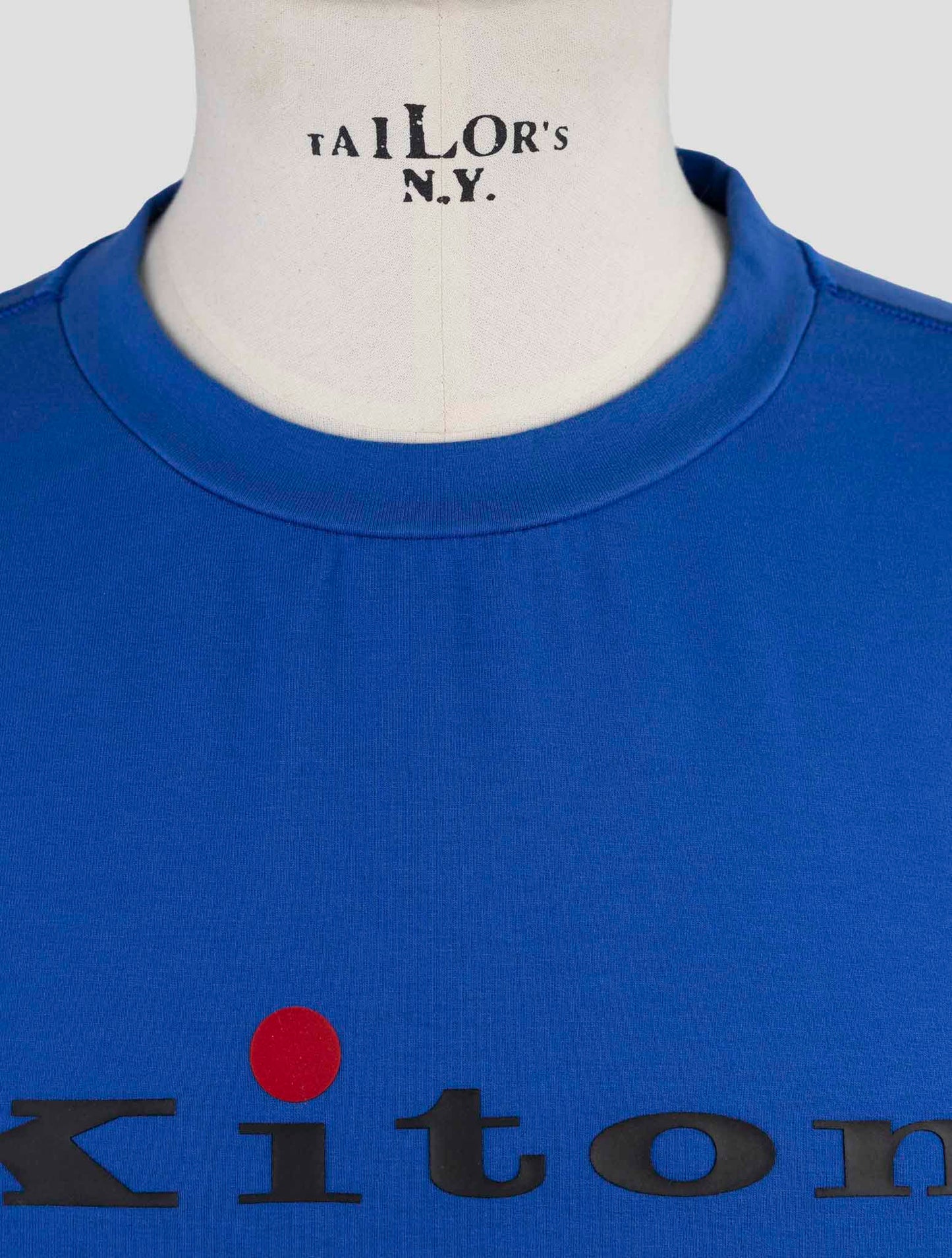Kiton Blue Cotton Ea Sweater Crewneck