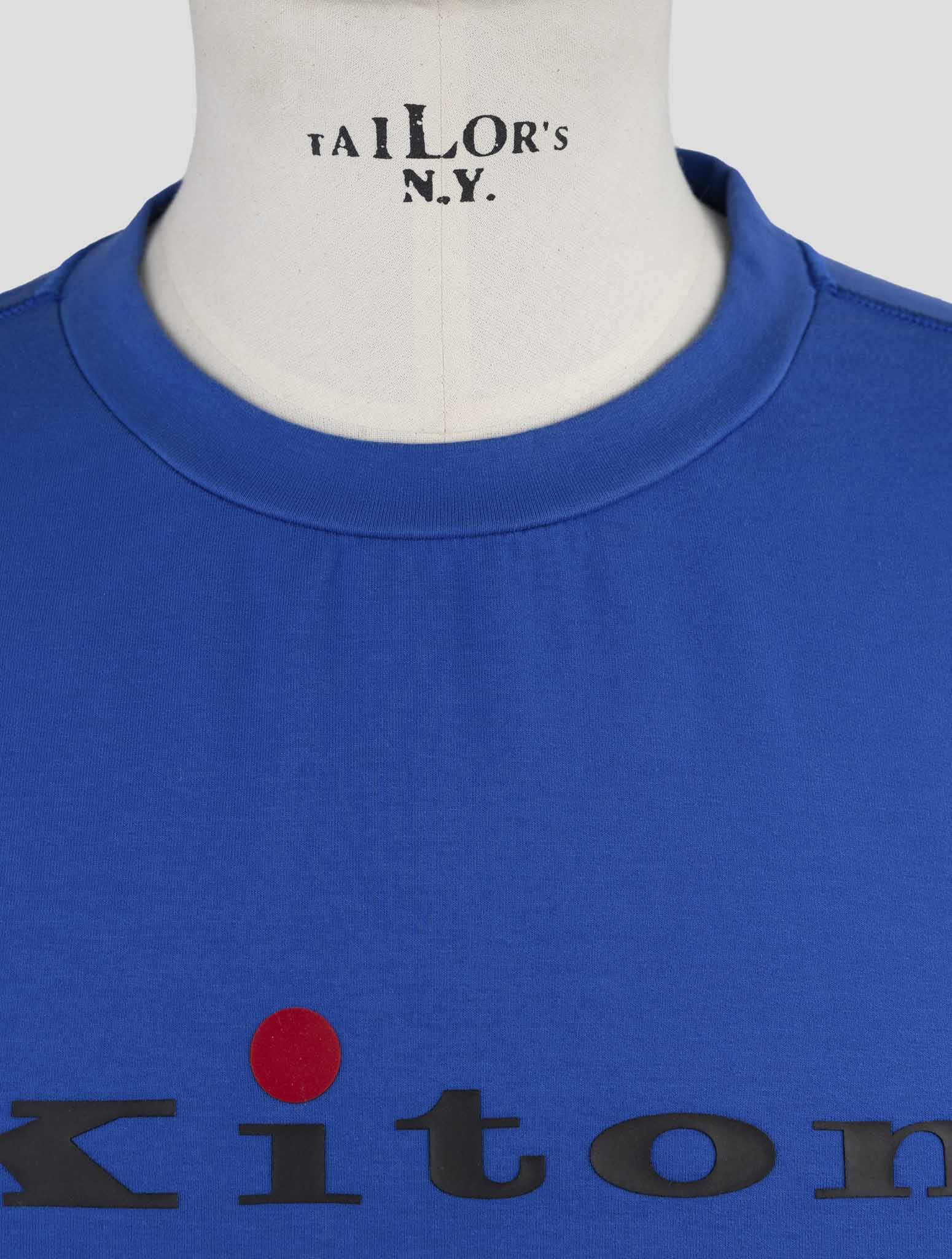 Kiton Blue Cotton Ea Sweater Crewneck