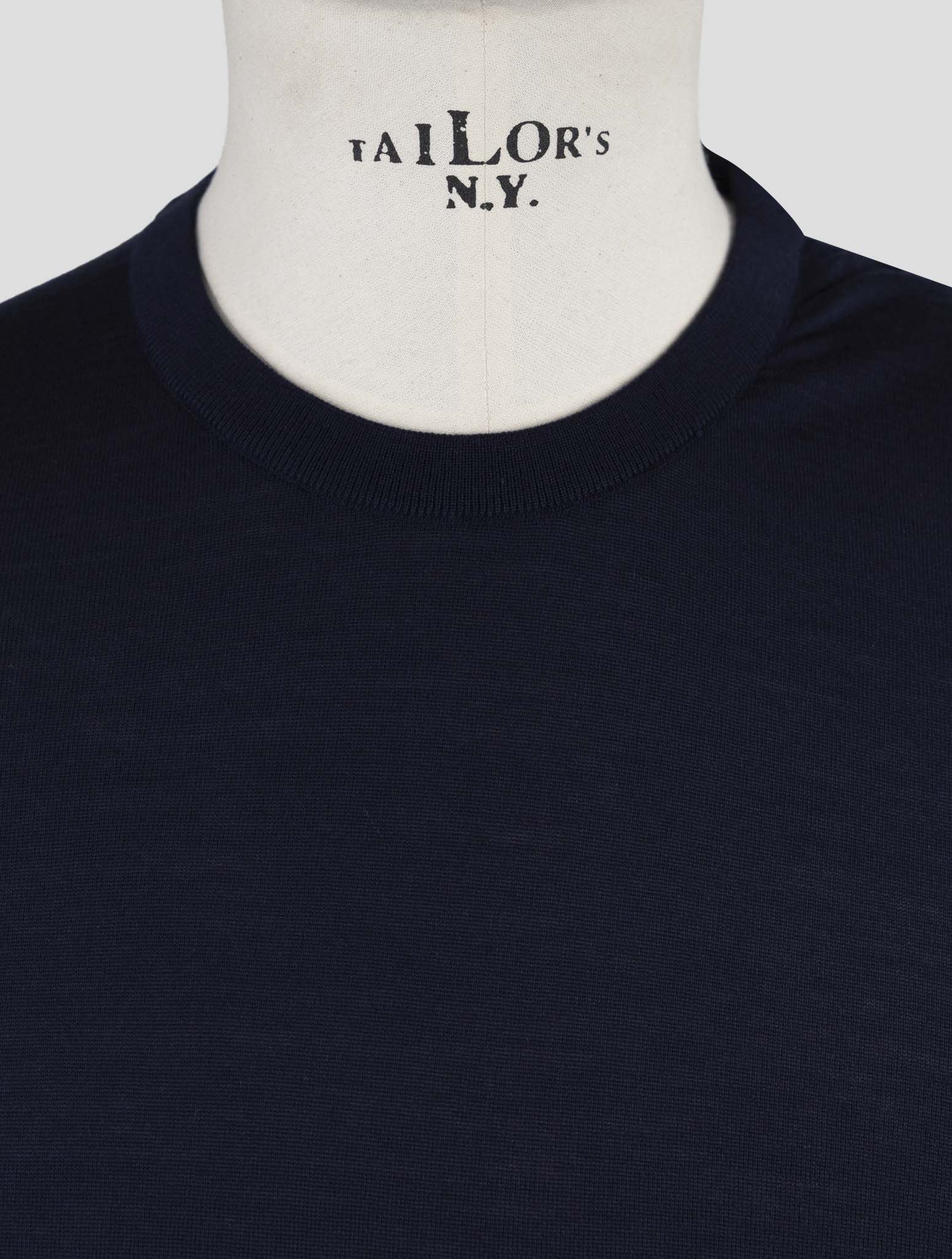 Kiton Dark Blue Wool Sweater Crewneck