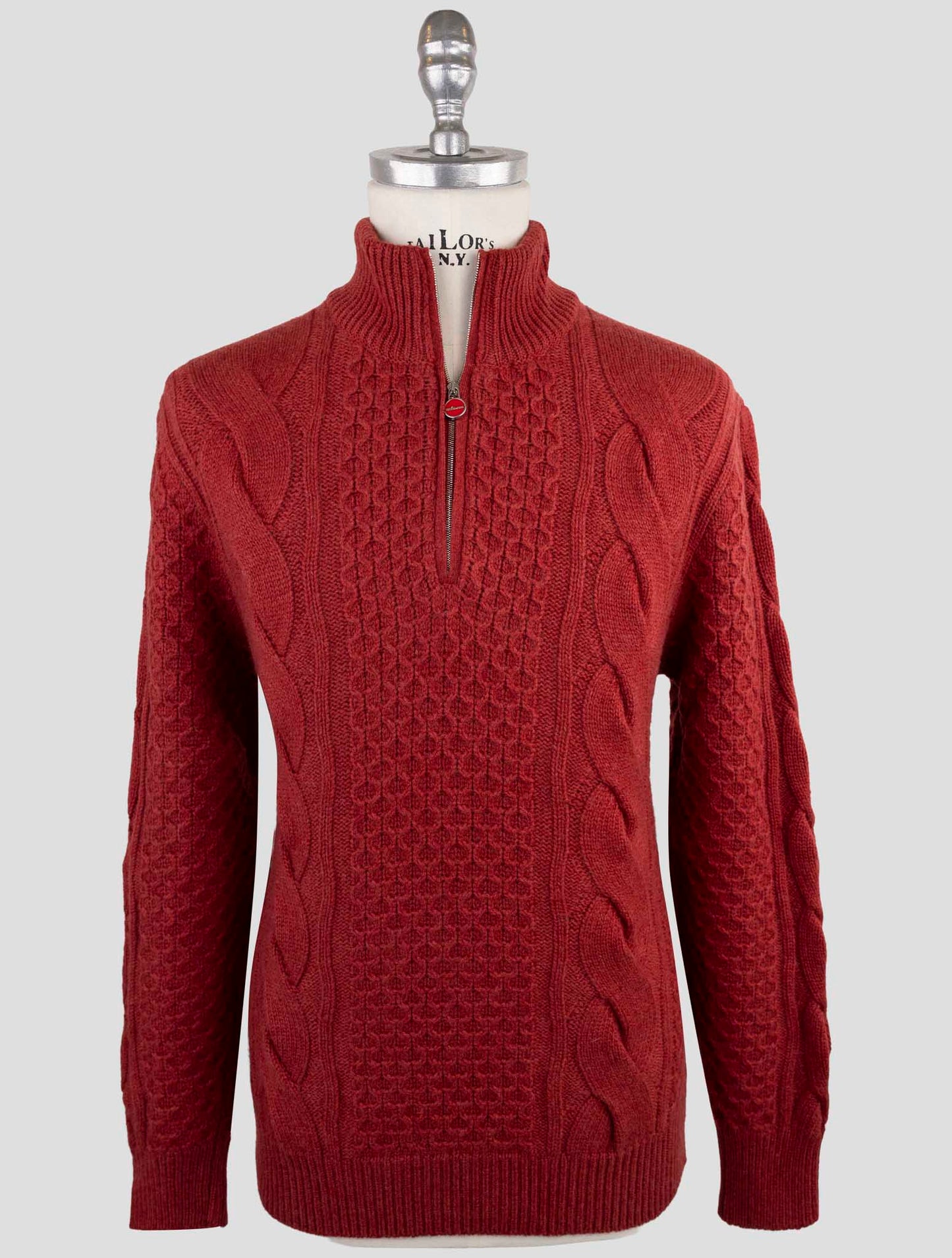 Kiton Red Cashmere Sweater Half Zip