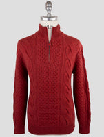 Kiton Red Cashmere Sweater Half Zip