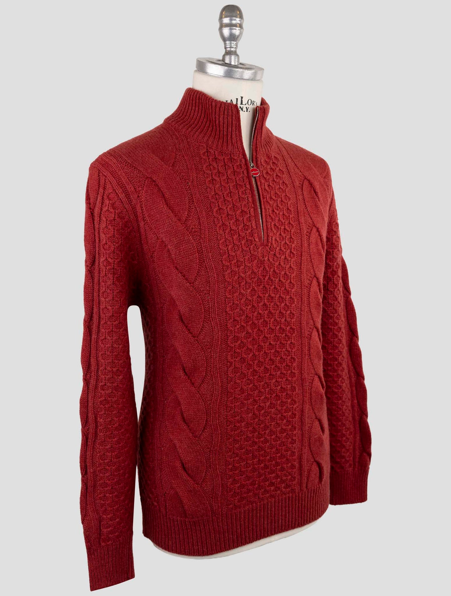 Kiton Red Cashmere Sweater Half Zip