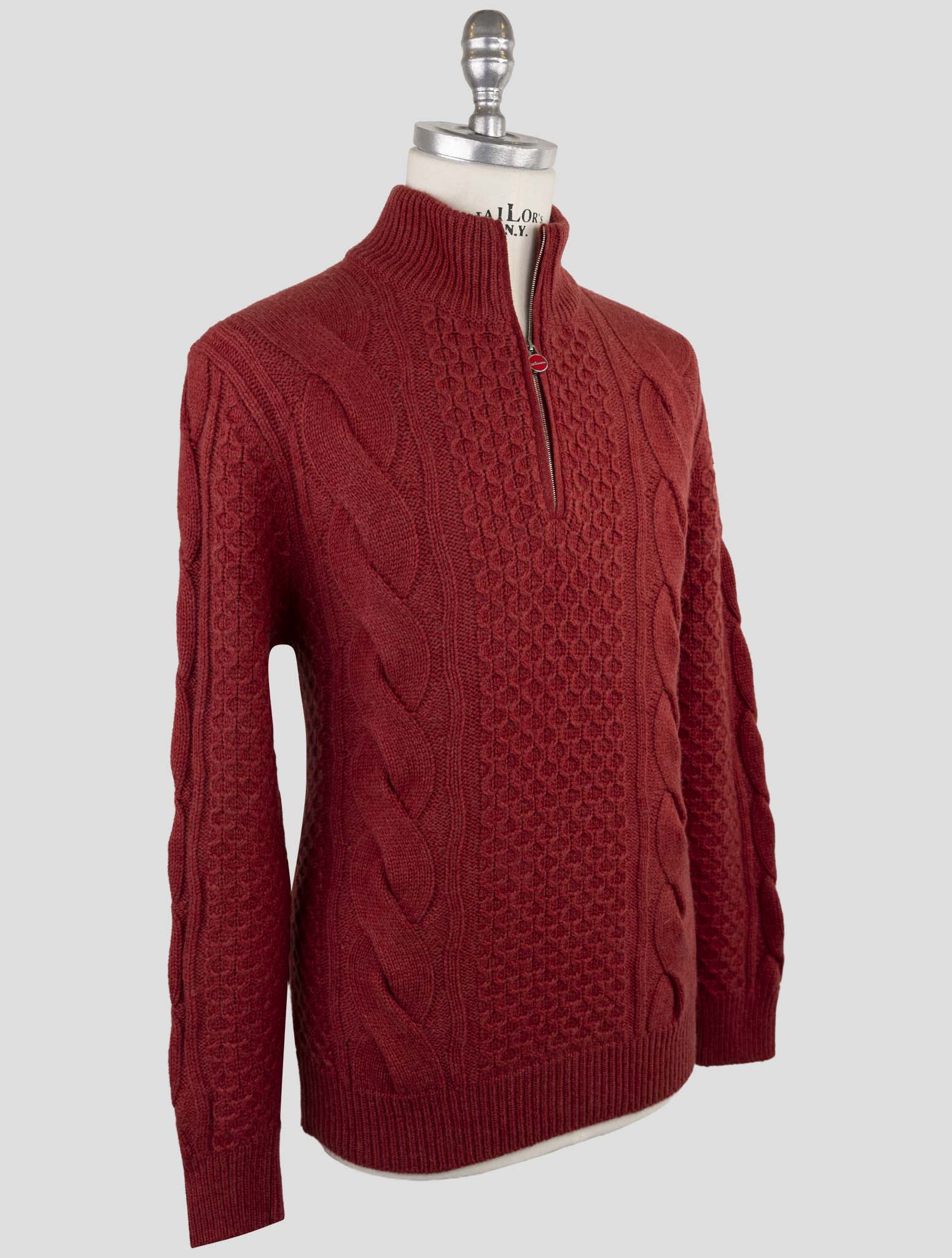 Kiton Red Cashmere Sweater Half Zip