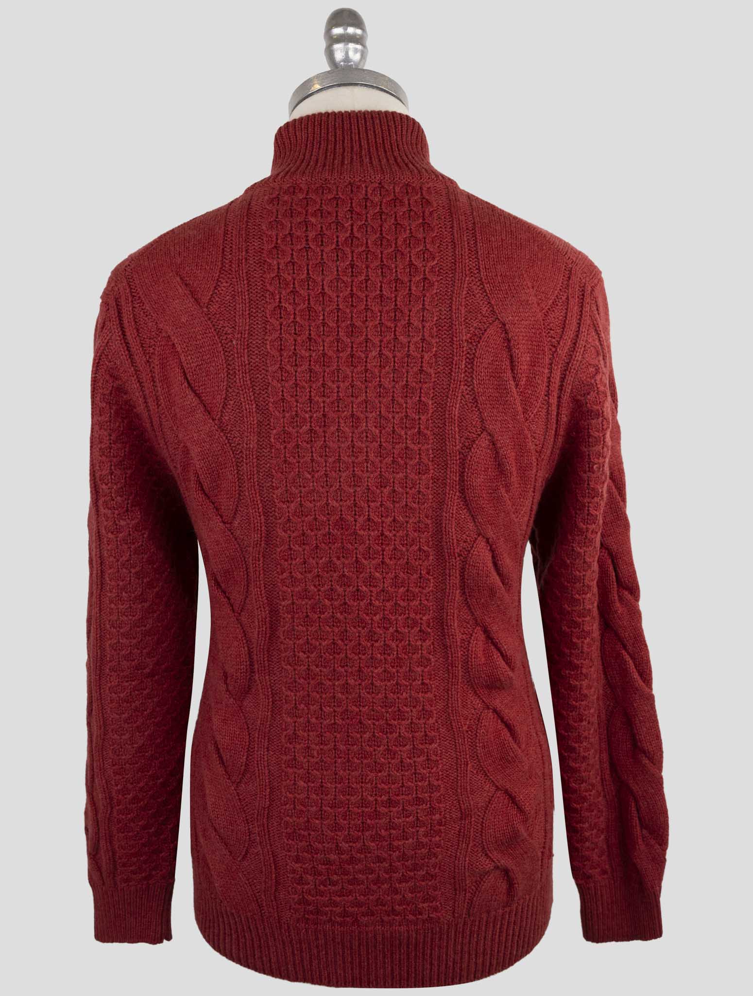 Kiton Red Cashmere Sweater Half Zip