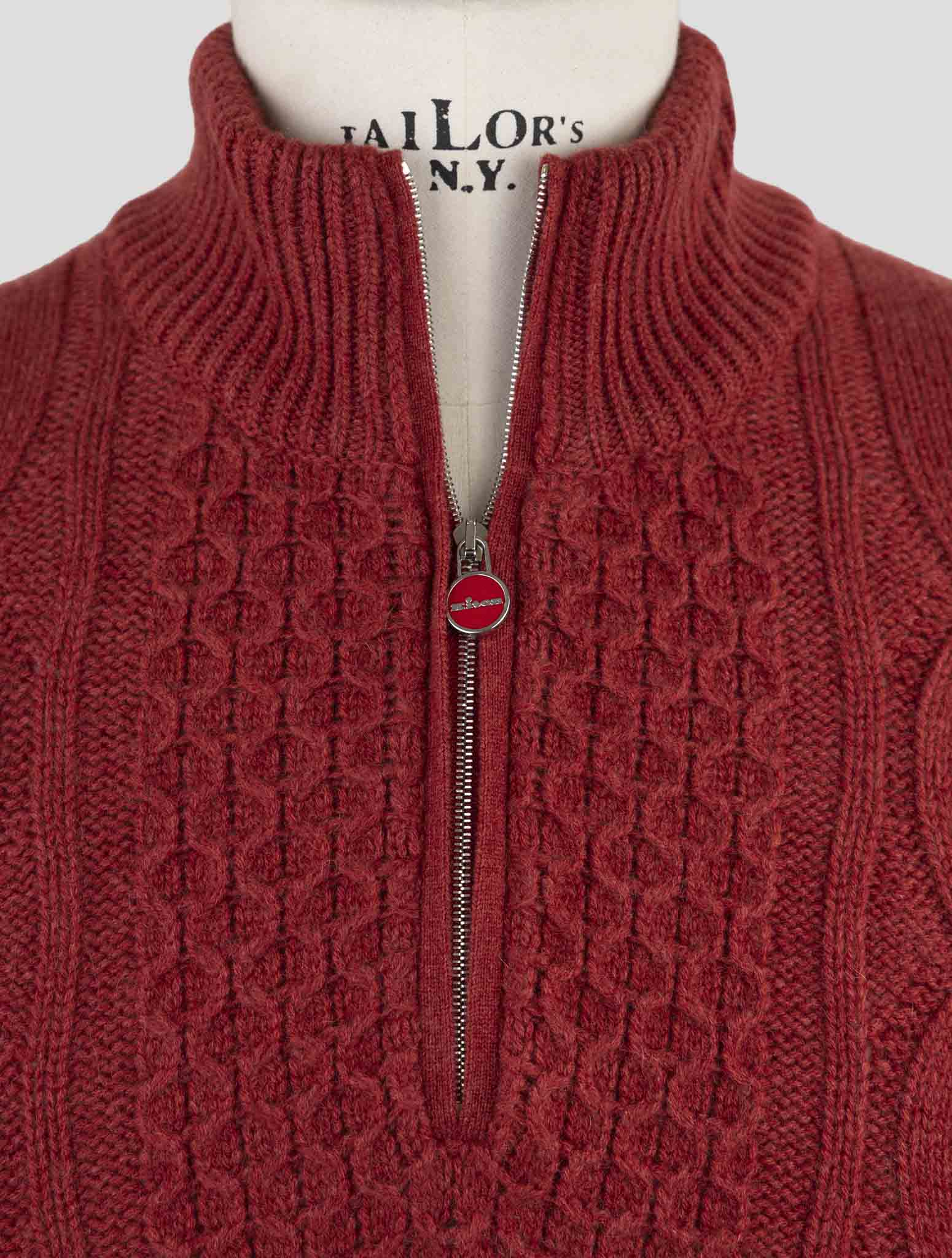 Kiton Red Cashmere Sweater Half Zip