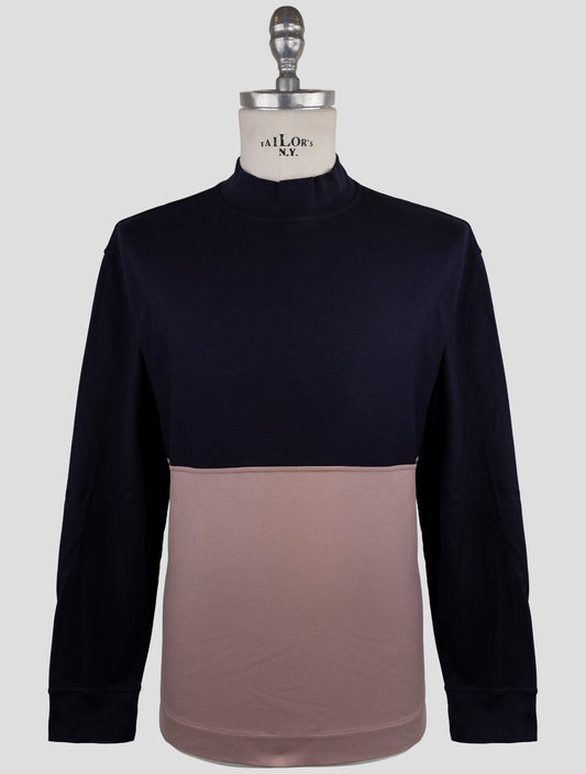 Kiton Blue Pink Cotton Sweater Crewneck