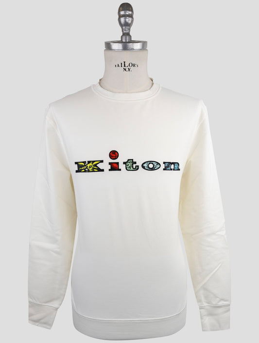 Kiton White Cotton Ea Sweater Crewneck