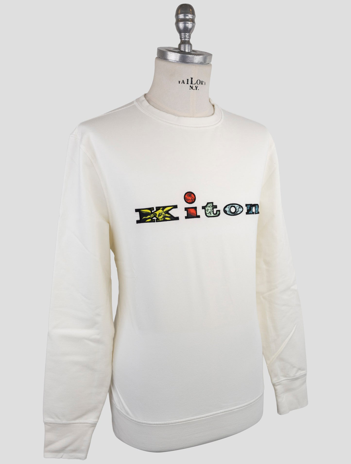 Kiton White Cotton Ea Sweater Crewneck