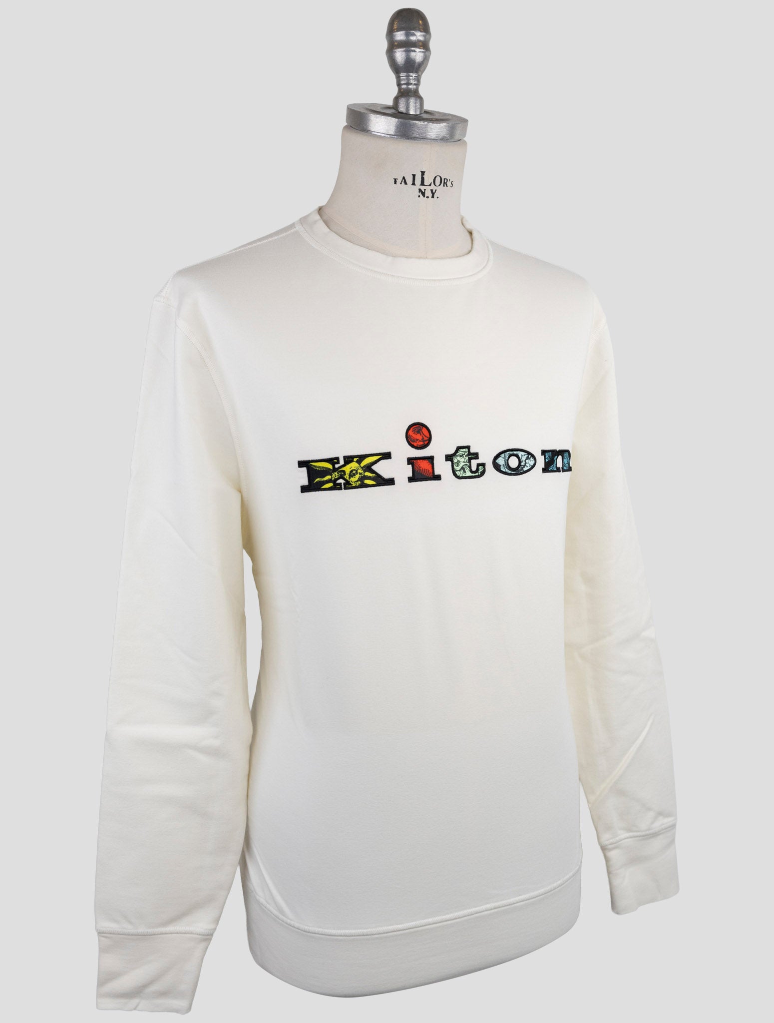 Kiton White Cotton Ea Sweater Crewneck